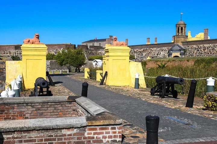 Cannons guarding the entrance bridge to the Castle of Good Hope.